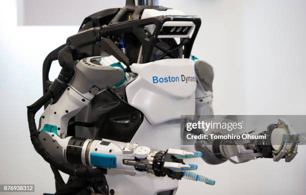 Boston Dynamics Inc.'s Atlas humanoid robot is displayed during the SoftBank Robot World 2017 on November 21, 2017 in Tokyo, Japan. SoftBank...