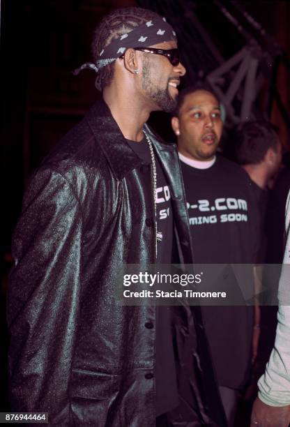 American singer-songwriter R Kelly on the set of his video shoot for the single 'Bad Man' on Wabash Avenue in Chicago, Illinois, United States on May...