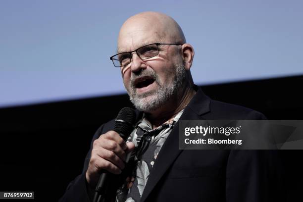 Marc Raibert, founder and chief executive officer of Boston Dynamics Inc., speaks at the SoftBank Robot World 2017 in Tokyo, Japan, on Tuesday, Nov....