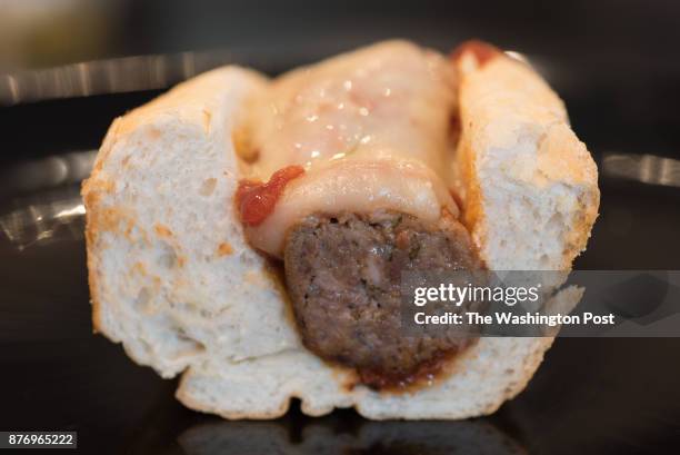 McLEAN, VA Dad's Meatball Sub -family-recipe meatballs smothered in red gravy and melted provolone on a toasted hoagie at LoKL Gourmet in McLean, VA...