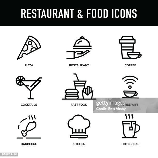 restaurant & food iconset - dicke linie serie - toque stock-grafiken, -clipart, -cartoons und -symbole