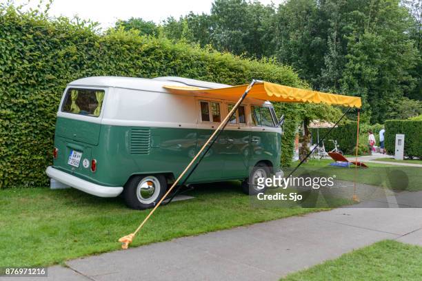 volkswagen type 2 (t1) transporter  kombi or microbus campervan - combi van stock pictures, royalty-free photos & images