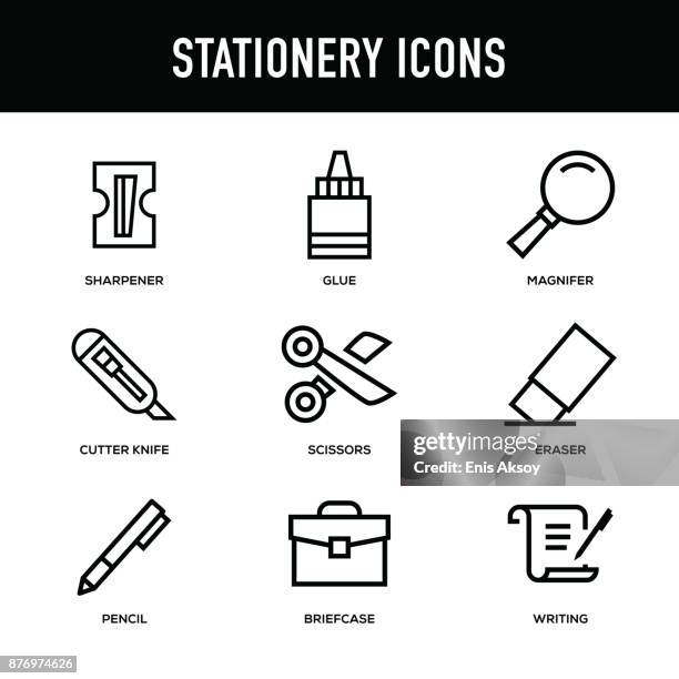 stationery icon set - thick line series - stadium seating stock illustrations