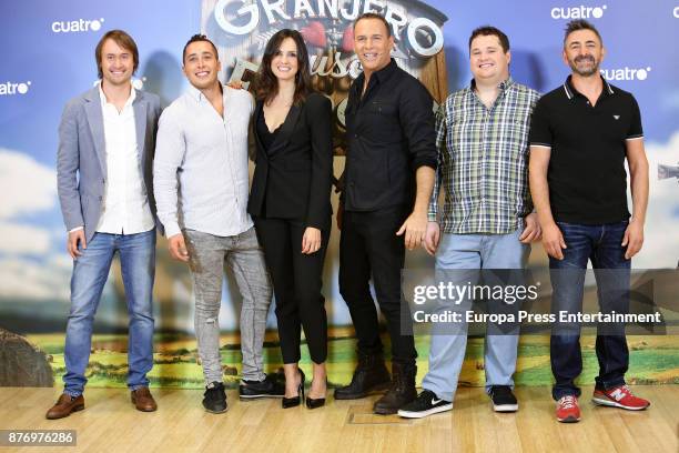 David, Jose aka Joselito, Patricia, Carlos Lozano, Garikoitz and Facundo attend the presentation of 'Granjero Busca Esposa' tv programme on November...