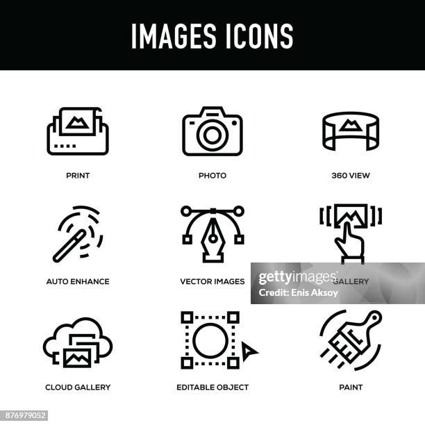 images icon set - thick line series - photograph icon stock illustrations