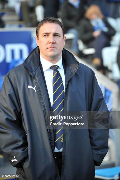 Cardiff City manager Malky Mackay looks on during the Npower Championship match between Leicester City and Cardiff City at the King Power Stadium on...