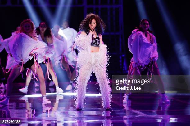 Jane Zhang performs at the 2017 Victoria's Secret Fashion Show on November 20, 2017 in Shanghai, China.