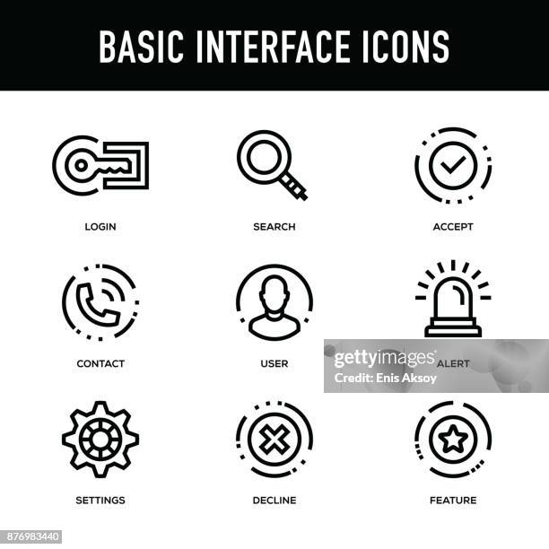 ilustrações, clipart, desenhos animados e ícones de conjunto de ícones de interface básica - série de linha grossa - grosso