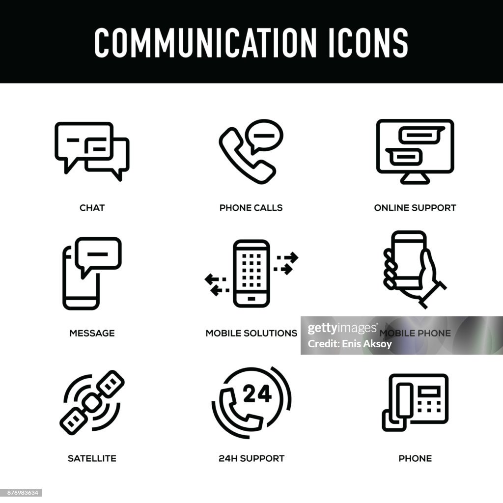 Kommunikation-Icon-Set - dicke Linie Serie