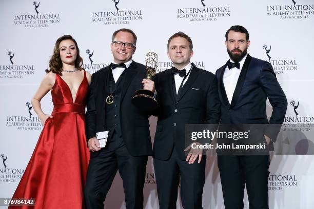 Italia Ricci and Tom Cullen join Vegard Stenberg Eriksen and Gjermund Stenberg Eriksen, winners of Best Drama Series with 'Mammon II' NRK Drama SVT...