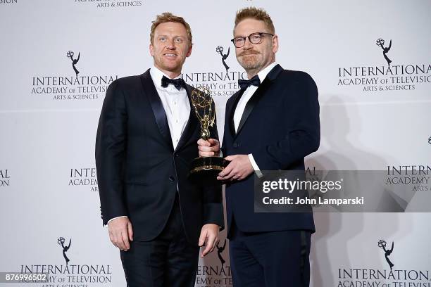 Kevin McKidd joins Kenneth Branagh winner of Best Performance by an Actor in 'Wallander during the 45th International Emmy Awards at New York Hilton...