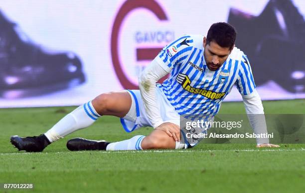 Marco Boriello of Spal reacts during the Serie A match between Spal and ACF Fiorentina at Stadio Paolo Mazza on November 19, 2017 in Ferrara, Italy.