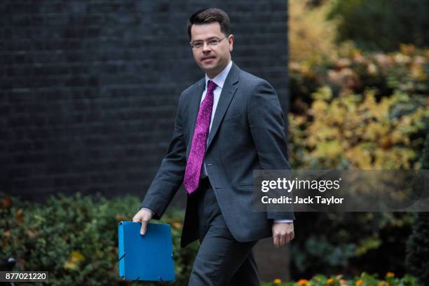 Northern Ireland Secretary James Brokenshire arrives in Downing Street on November 21, 2017 in London, England. Sinn Fein and DUP leaders meet with...