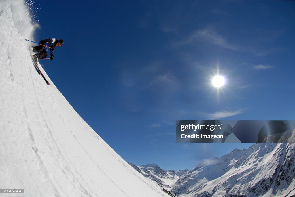 Extreme skiing in St. Anton, Austria