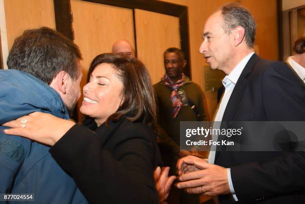 Politician Jean Francois Cope, Nadia D' Alincourt and Bruno Finck attend the Tribute to Jean-Claude Brialy at Centre National du Cinema et de l'Image...