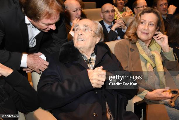 Writer Didier Van Cauwelaert and composer Michel Legrand attend Tribute to Jean-Claude Brialy At Centre National Du Cinema Et De L'Image Animee In...