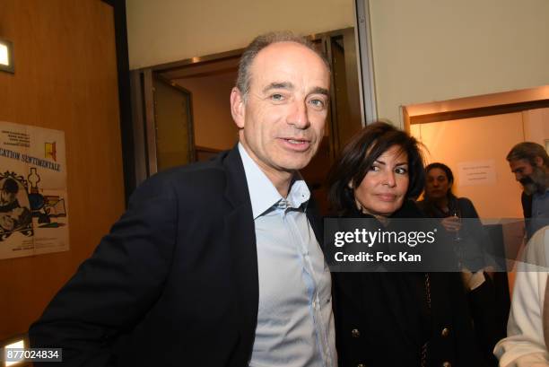 Politician Jean Francois Cope and Nadia D' Alincourt attend the Tribute to Jean-Claude Brialy at Centre National du Cinema et de l'Image Animee on...