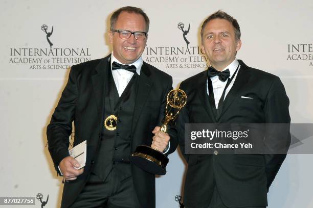 Vegard Stenberg Eriksen and Gjermund Stenberg Eriksen attend 45th International Emmy Awards at New York Hilton on November 20, 2017 in New York City.
