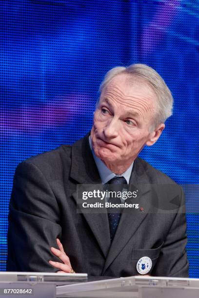 Jean-Dominique Senard, chief executive officer of Michelin & Cie., looks on during the Rendez-vous de Bercy economic debate at the French Ministry of...