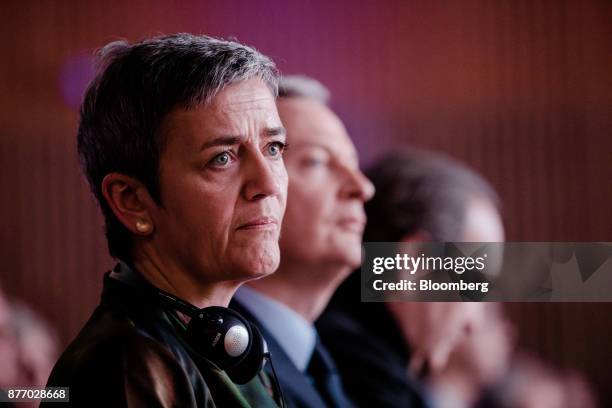 Margrethe Vestager, competition commissioner of the European Commission, sits in the audience during the Rendez-vous de Bercy economic debate at the...