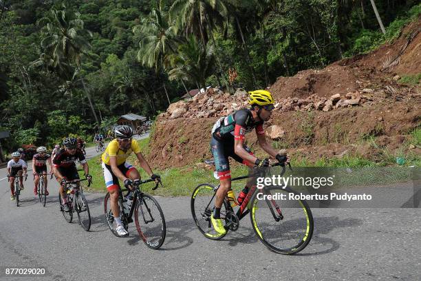 Edgar Nohales Nieto of Spain and 7 Eleven Roadbike Philippines leads the peloton during stage 4 of the Tour de Singkarak 2017, Singkarak-Payakumbuh...