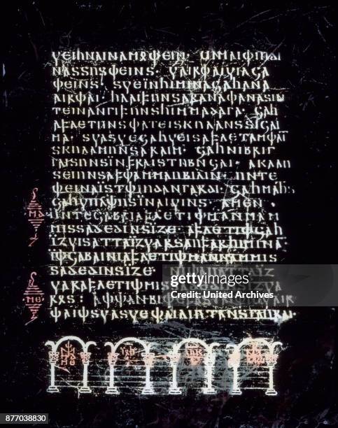 Page from the code Argenteus, the "Book of silver", a Bible, in the Gothic language.