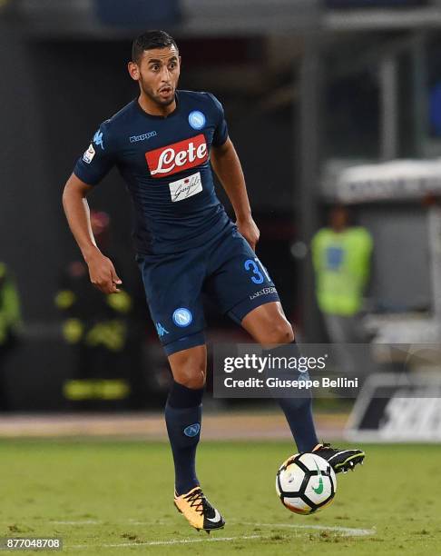 Faouzi Ghoulam of SSC Napoli in action during the Serie A match between SS Lazio and SSC Napoli at Stadio Olimpico on September 20, 2017 in Rome,...