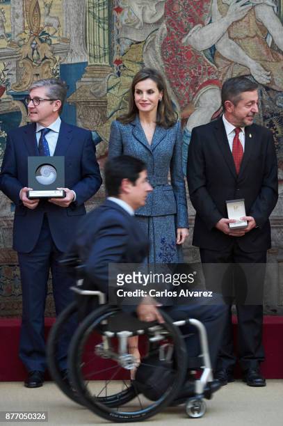 Queen Letizia of Spain attends the 'Reina Letizia' Disability 2016 and 2017 awards at the El Pardo Palace on November 21, 2017 in Madrid, Spain.