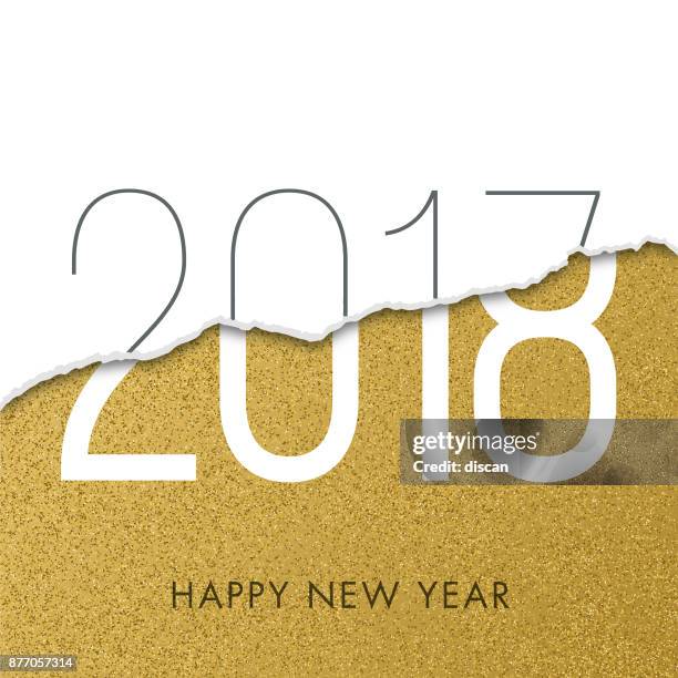 2018 - new year day greeting card. - silver sequins stock illustrations