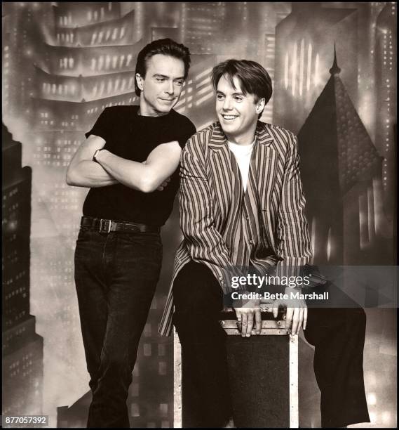 David Cassidy and his half brother Shaun Cassidy who are starring in Blood Brothers at the Music Box theatre on Broadway, New York, 1993. For Avenue...