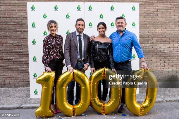 Anna Simon, Frank Blanco, Cristina Pedroche and Miki Nadal attend the 'Zapeando' 1000 programmes press conference at 'Atresmedia' studios on November...