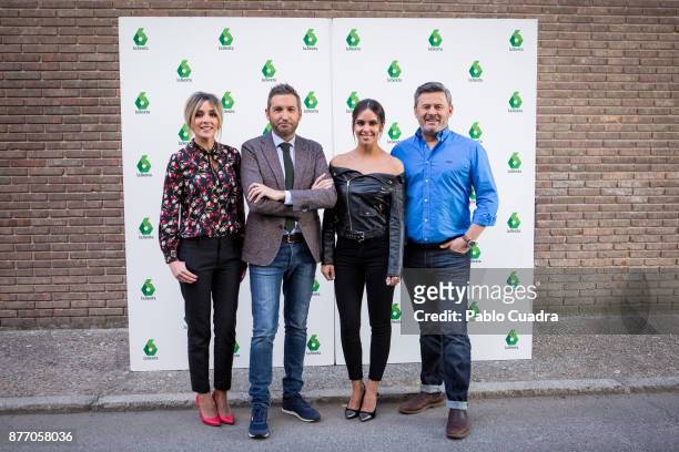 Anna Simon, Frank Blanco, Cristina Pedroche and Miki Nadal attend the 'Zapeando' 1000 programmes press conference at 'Atresmedia' studios on November...