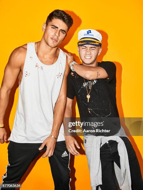 Jack Gilinsky and Jack Johnson of Jack & Jack are photographed for Billboard Magazine on August 20, 2017 at the Billboard Hot 100 Music Festival at...