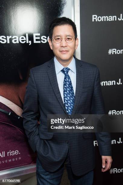 Scott Takeda attends the "Roman J Israel Esquire" New York Premiere at Henry R. Luce Auditorium at Brookfield Place on November 20, 2017 in New York...