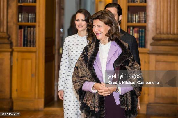 Queen Silvia of Sweden attends a symposium on "Dyslexialand" at the Royal Palace on November 21, 2017 in Stockholm, Sweden.