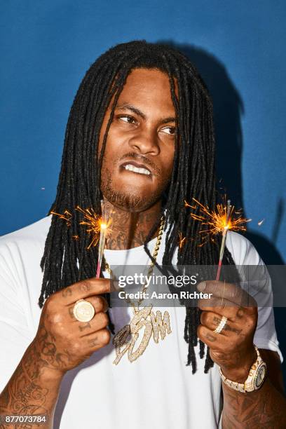 Rapper Waka Flocka Flame is photographed for Billboard Magazine on August 20, 2017 at the Billboard Hot 100 Music Festival at Northwell Heath at...