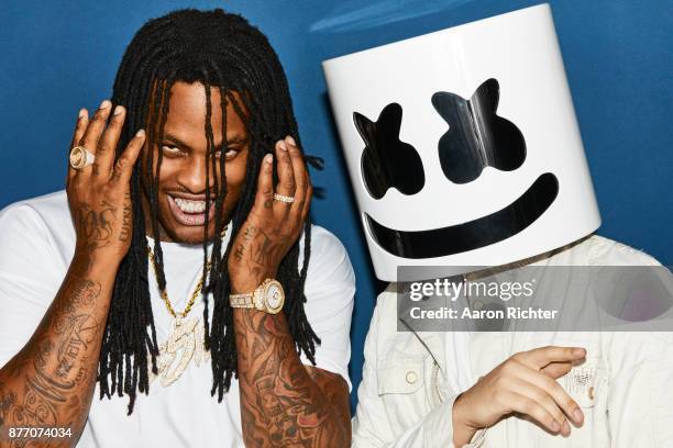 Rapper Waka Flocka Flame and music producer Marshmello are photographed for Billboard Magazine on August 20, 2017 at the Billboard Hot 100 Music...