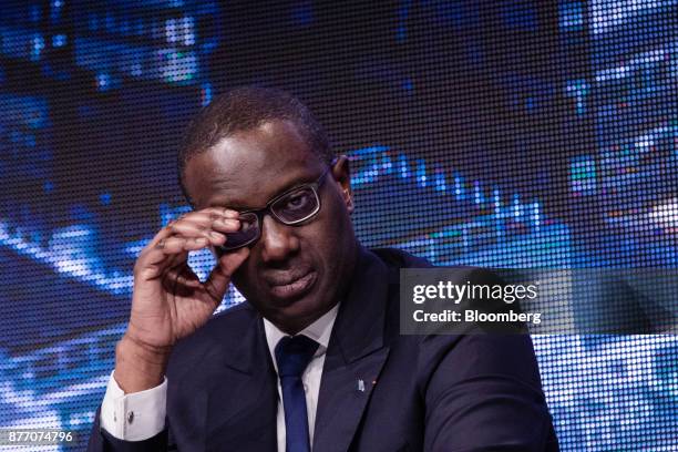 Tidjane Thiam, chief executive officer of Credit Suisse Group AG, looks on at the Rendez-vous de Bercy economic debate at the French Ministry of...