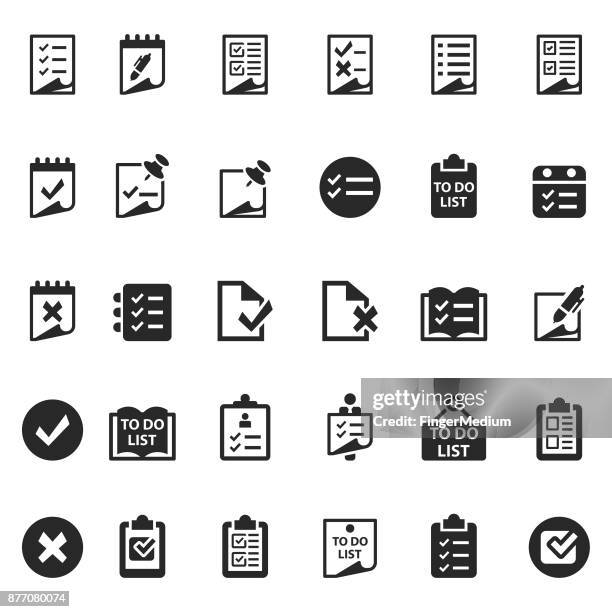 stockillustraties, clipart, cartoons en iconen met controlelijst pictogramserie - checklist