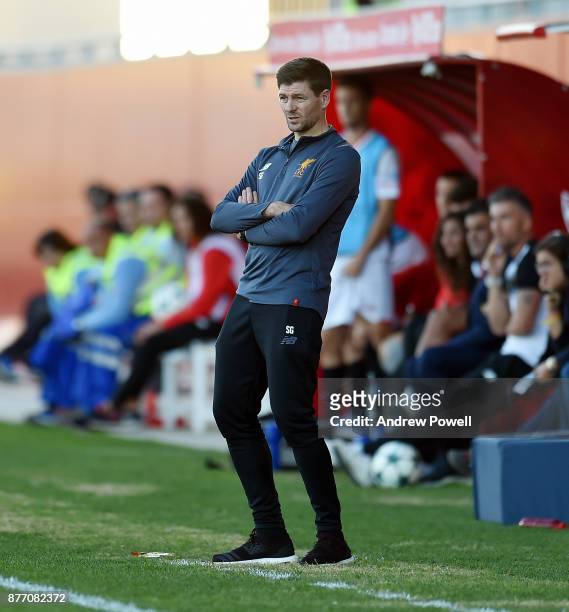 Steven Gerrard manager of Liverpool U19 during the UEFA Champions League group E match between Sevilla FC U19 and Liverpool FC U19 at Estadio Viejo...