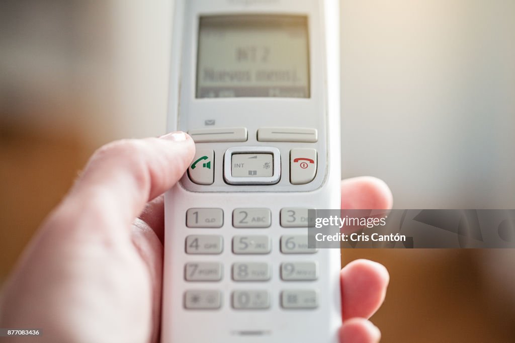 White cordless telephone