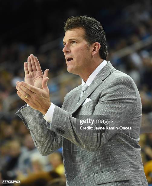 Head coach Steve Alford of the UCLA Bruins during the game against the South Carolina State Bulldogs at Pauley Pavilion on November 17, 2017 in Los...