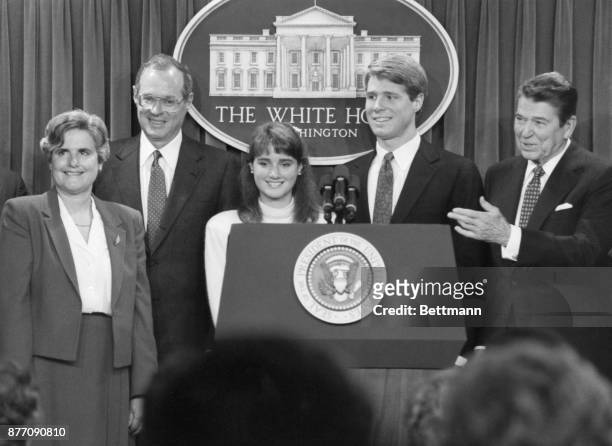 President Reagan introduces Judge Anthony Kennedy and the members of his family after nominating Kennedy to be an associate justice of the Supreme...
