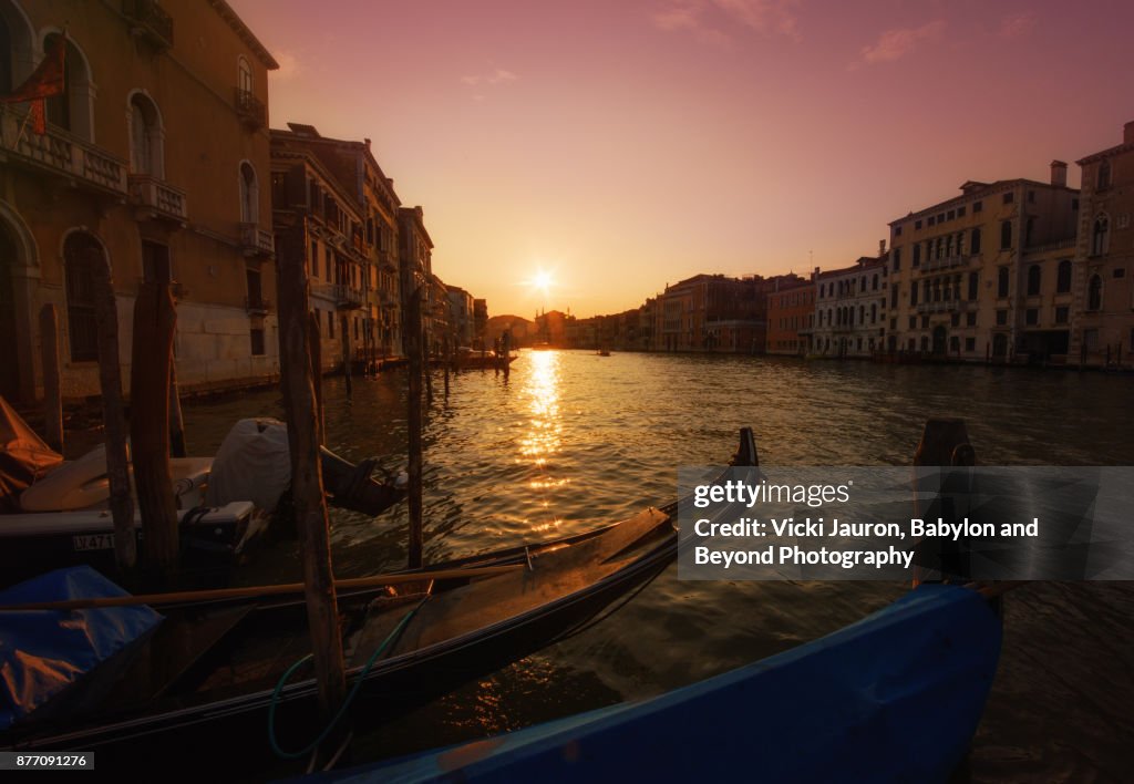 Sunset Along the Grand Canal in Venice, Italy