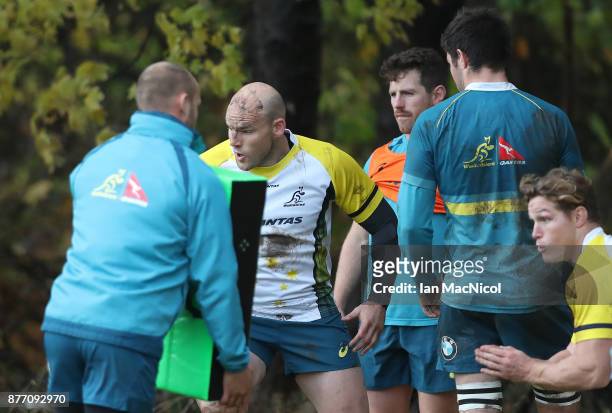 Stephen Moore of Australia is seen during a training session at Peffermill Playing Fields on November 21, 2017 in Edinburgh, Scotland.