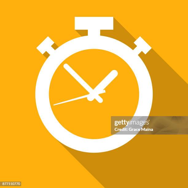 alarm clock icon illustration flat design - vector - orange alarm clock stock illustrations