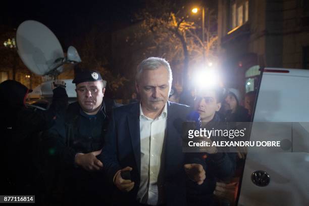 Liviu Dragnea, the leader of Social Democrat Party at the National Anticorruption Department in Bucharest on November 21, 2017. Romanian...