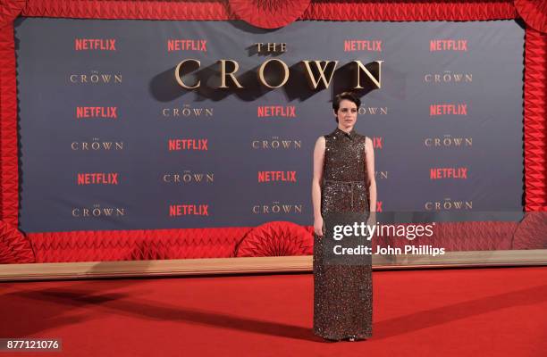 Actress Claire Foy attends the World Premiere of season 2 of Netflix "The Crown" at Odeon Leicester Square on November 21, 2017 in London, England.