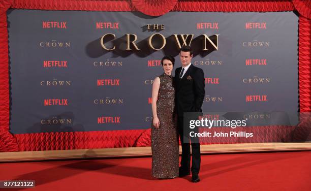 Actors Claire Foy and Matt Smith attend the World Premiere of season 2 of Netflix "The Crown" at Odeon Leicester Square on November 21, 2017 in...