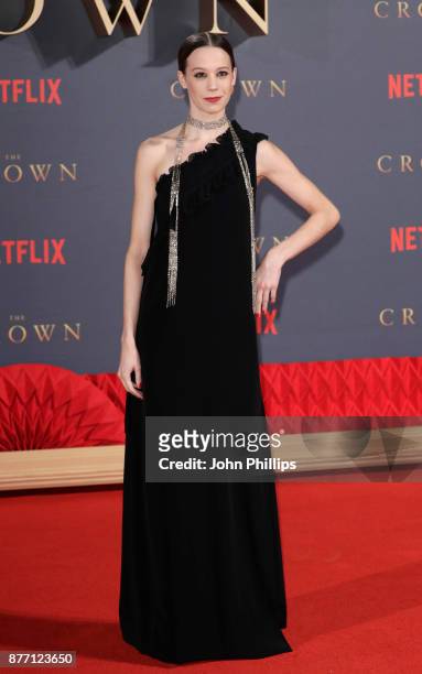 Actress Chloe Pirrie attends the World Premiere of season 2 of Netflix "The Crown" at Odeon Leicester Square on November 21, 2017 in London, England.